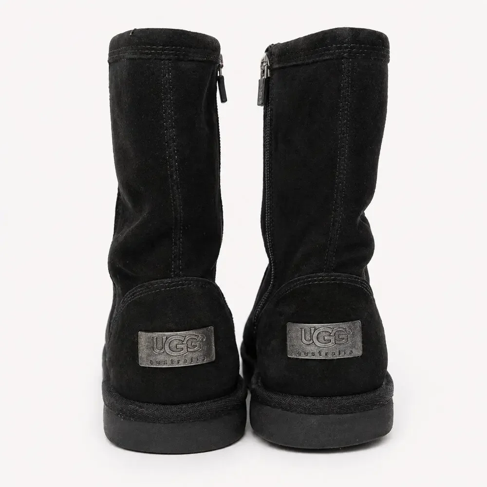 UGG Roslynn 1889 Black Suede & Sheepskin Winter Boots US 8 Zip Up
